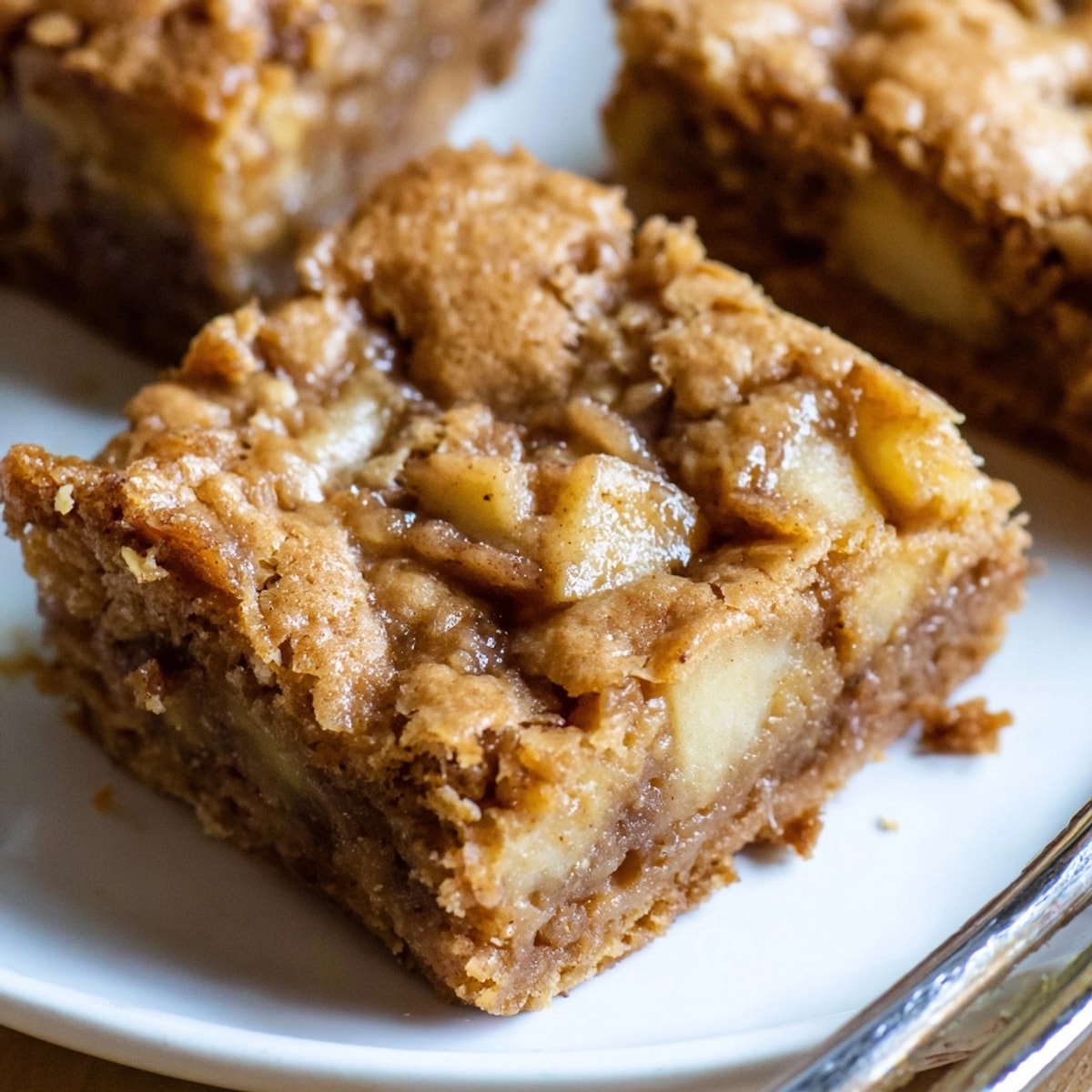 Golden Brown Butter Apple Blondies, baked to perfection, studded with sweet, cinnamon spiced apples.