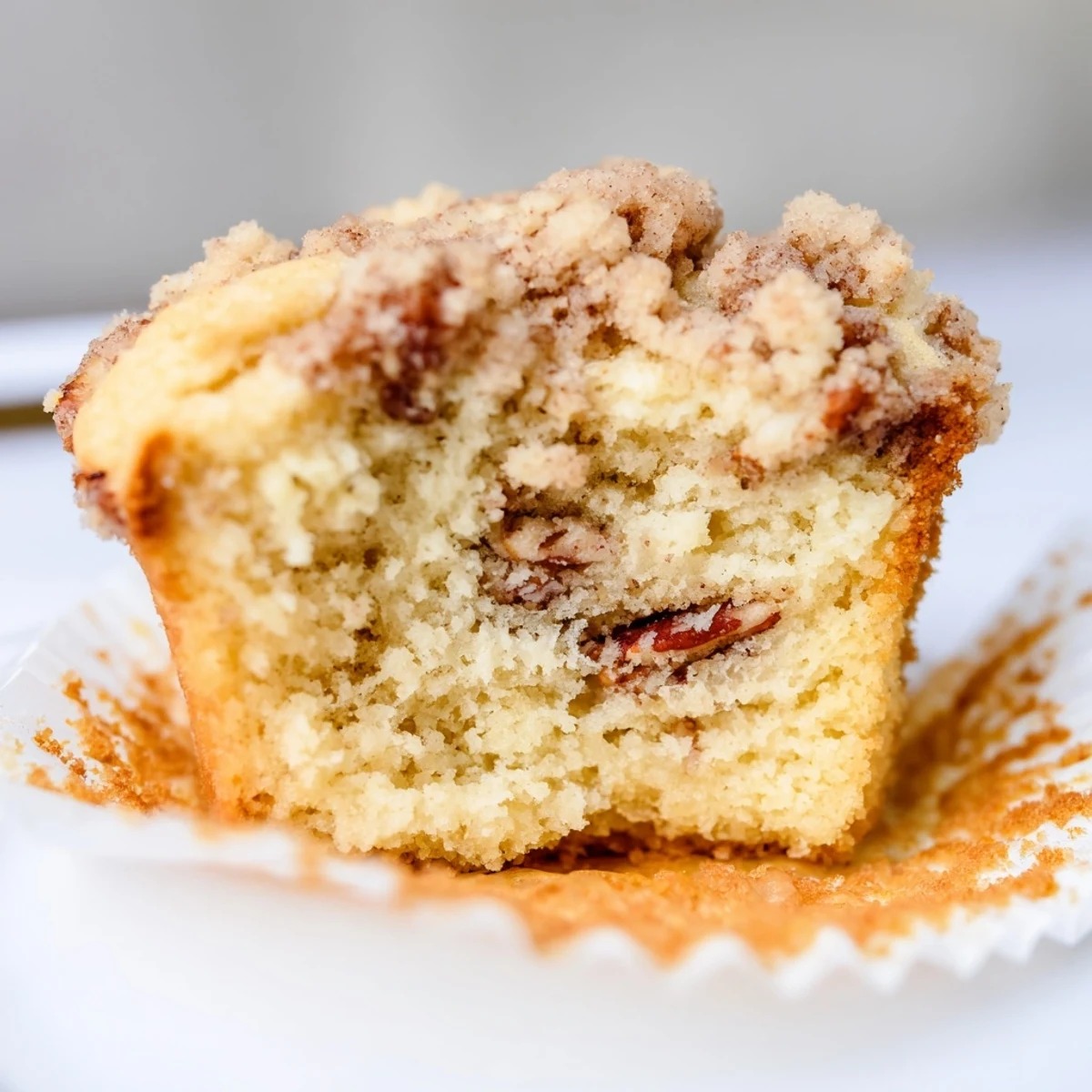 Fluffy Cinnamon Crunch Texas Sheet Muffins with crunchy streusel topping, perfect for breakfast.  