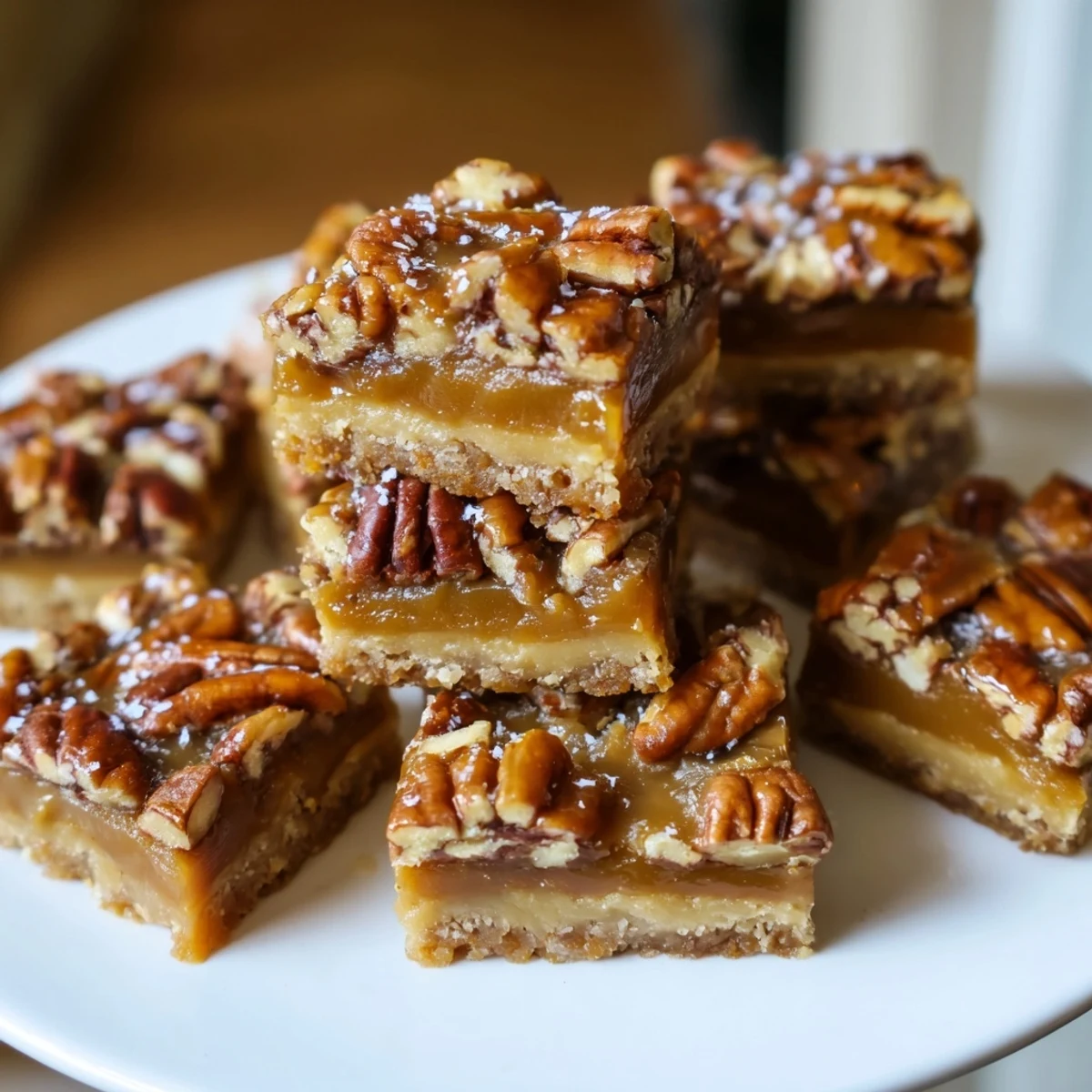 Toasted pecan-topped root beer caramel bites, a delightful dessert for festive gatherings.