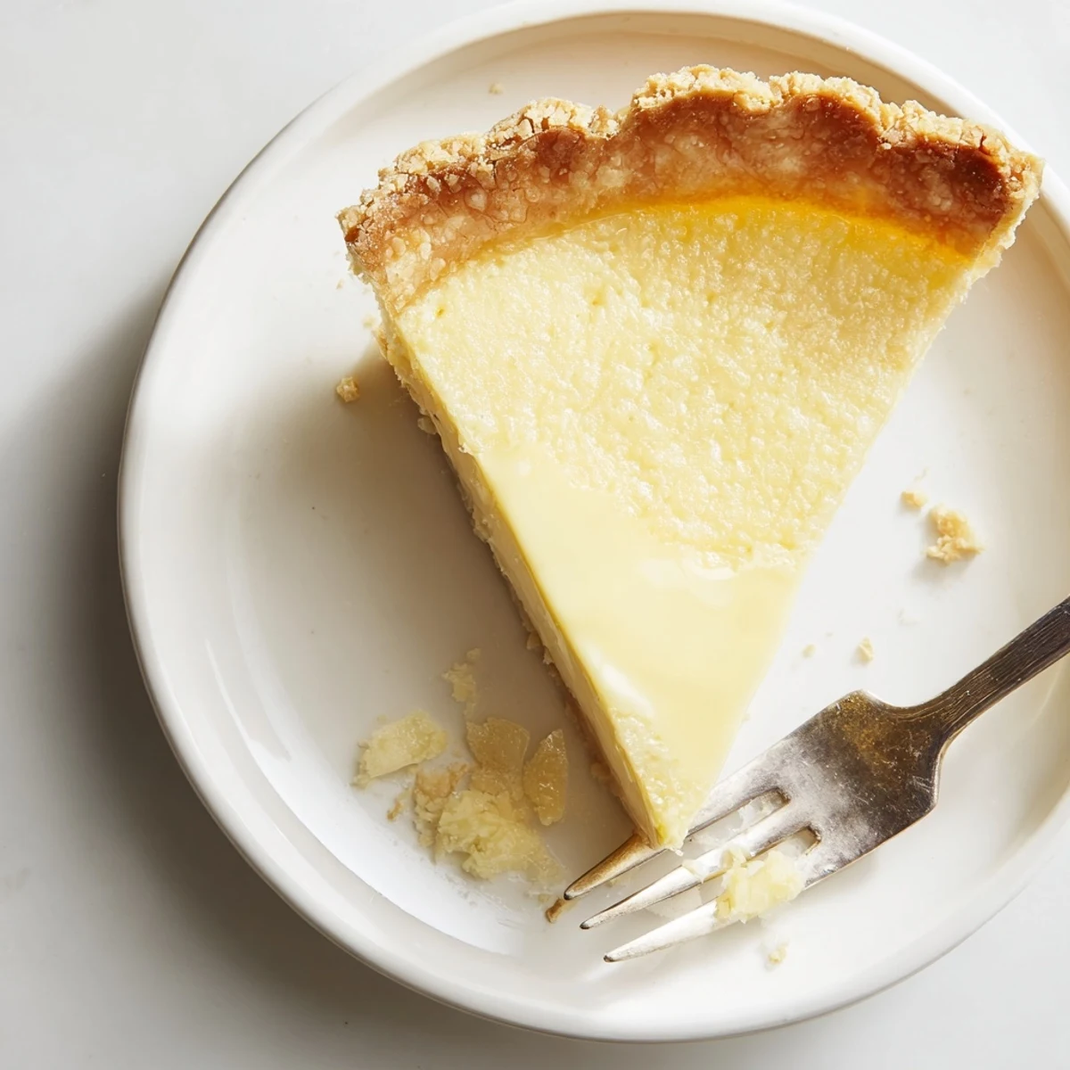 Deliciously simple water pie showcasing a sweet, custard-like filling and buttery crust.  