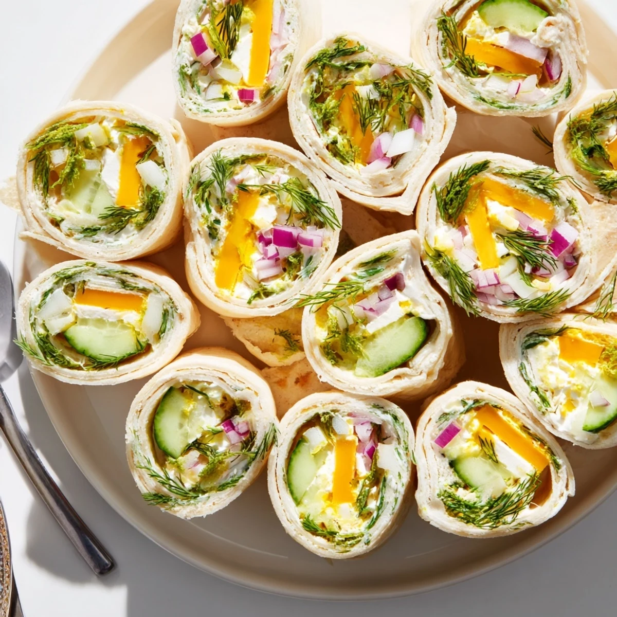 Crispy pickle-in-a-blanket wraps with creamy cheese, perfect for a party platter.  