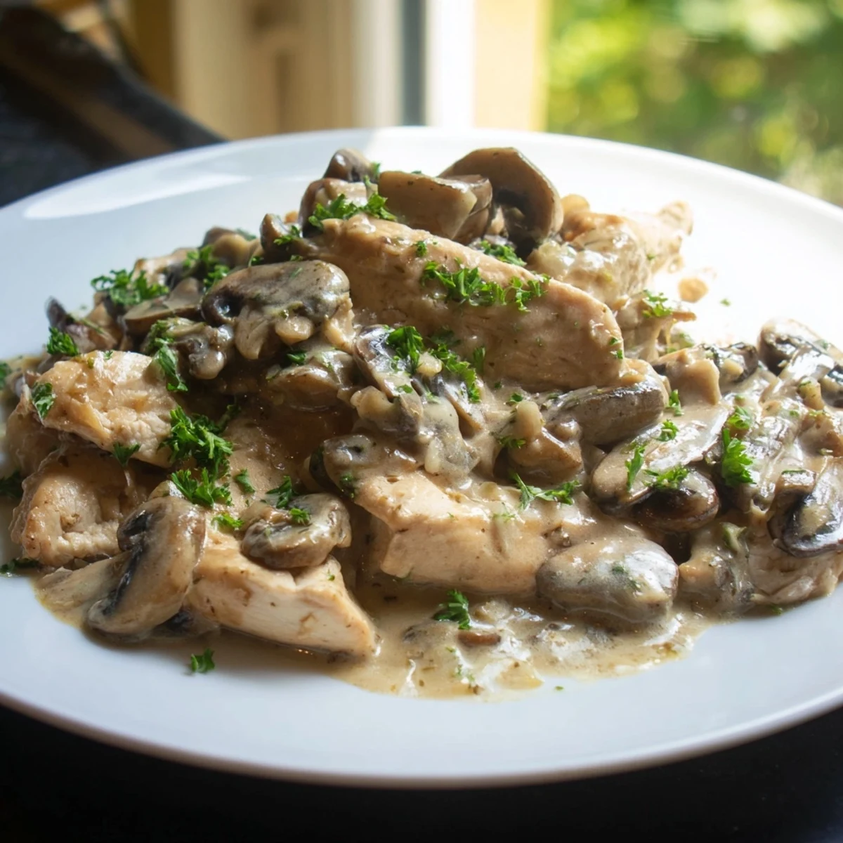 Golden-brown chicken strips simmered in the creamy sauce, this easy Creamy Chicken Stroganoff is tempting.