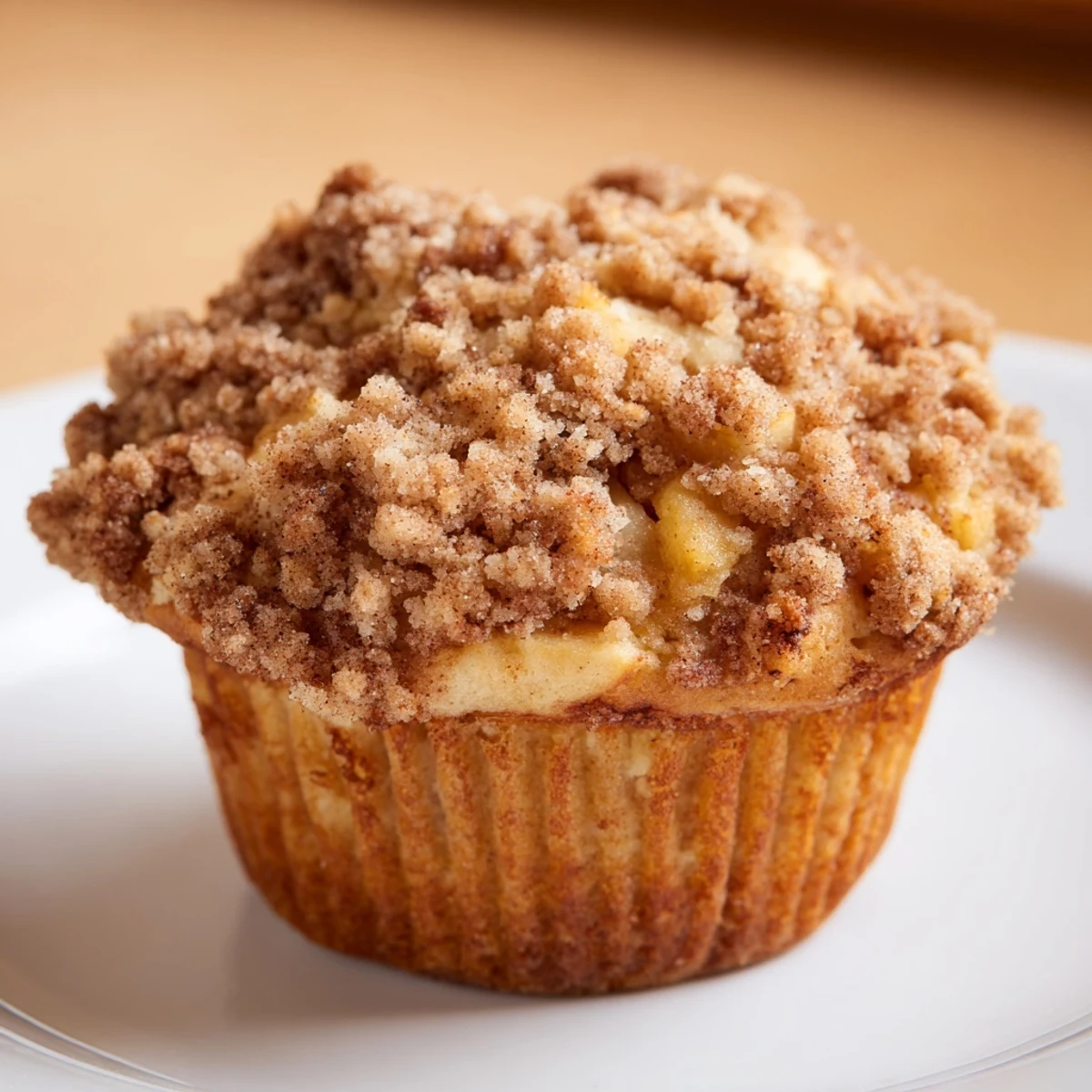 Golden-brown Cinnamon Apple Muffins, warm from the oven, with a sweet cinnamon sugar topping.