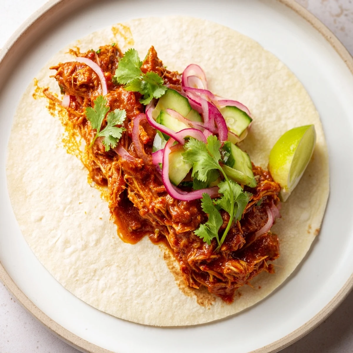 Tender sticky Chicken Tikka Masala Tacos, richly flavored and drizzled with a sweet, savory glaze, ready to serve.