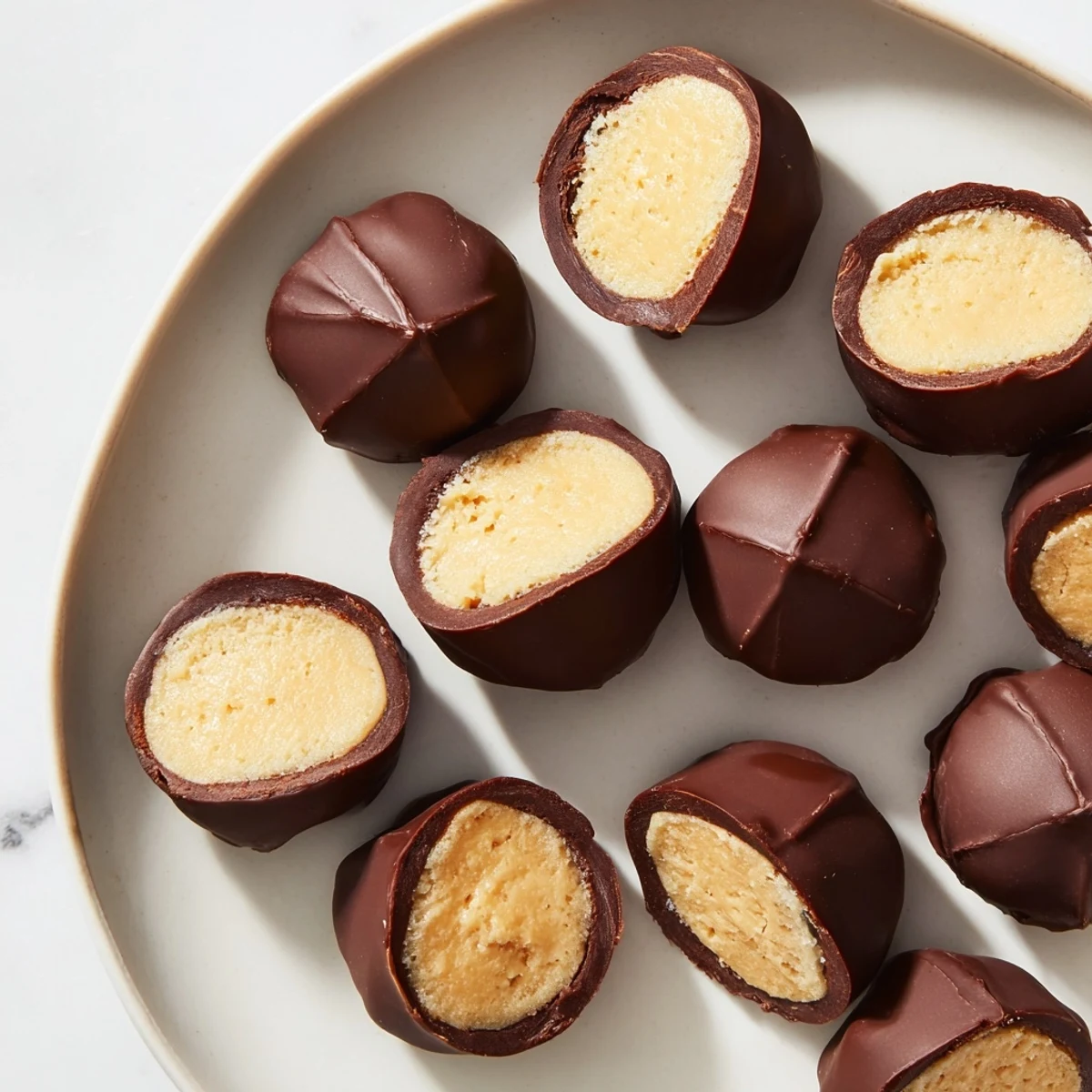 Indulge your sweet tooth with these festive Peanut Butter Buckeyes, perfect for holiday gatherings or a quick dessert.