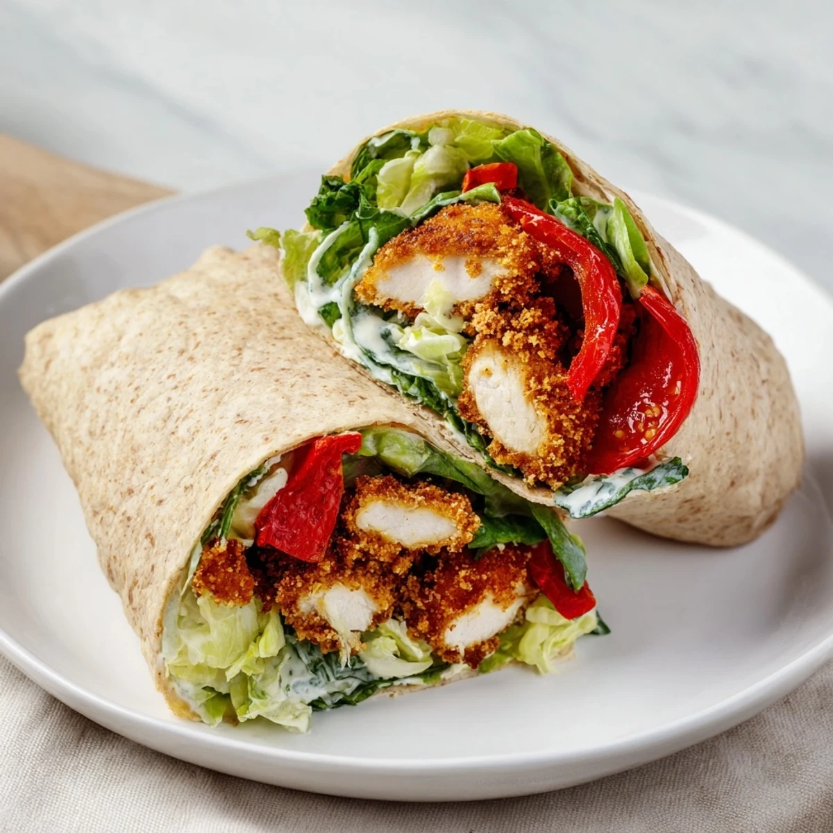 Savory Crispy Santa Hat Chicken Caesar Wrap offers flavors of Caesar and crispy chicken.
