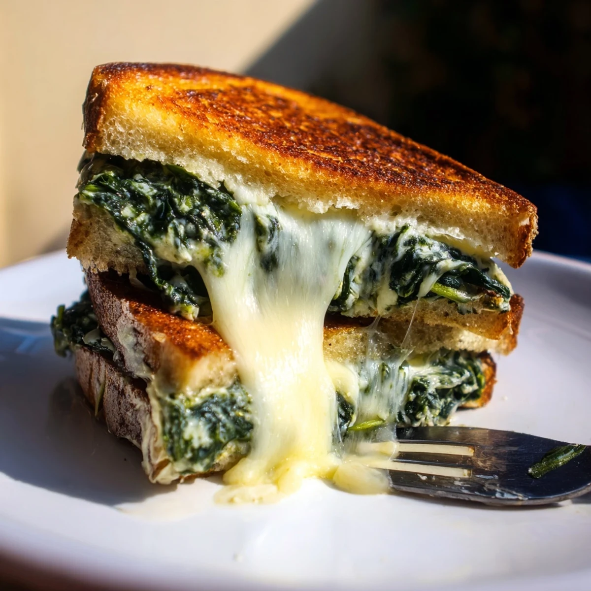 Air Fryer Spinach & Artichoke Dip Grilled Cheese: a perfect, melty sandwich with a creamy, cheesy filling.