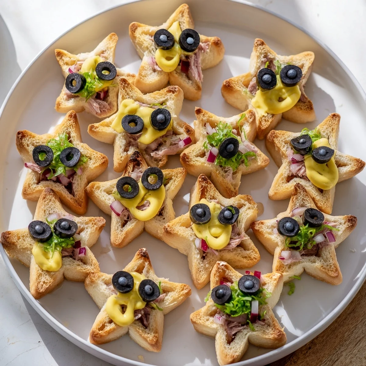 Delicious Mini Starfish Sandwiches, a fun, kid-friendly appetizer with perfectly cut star shapes.