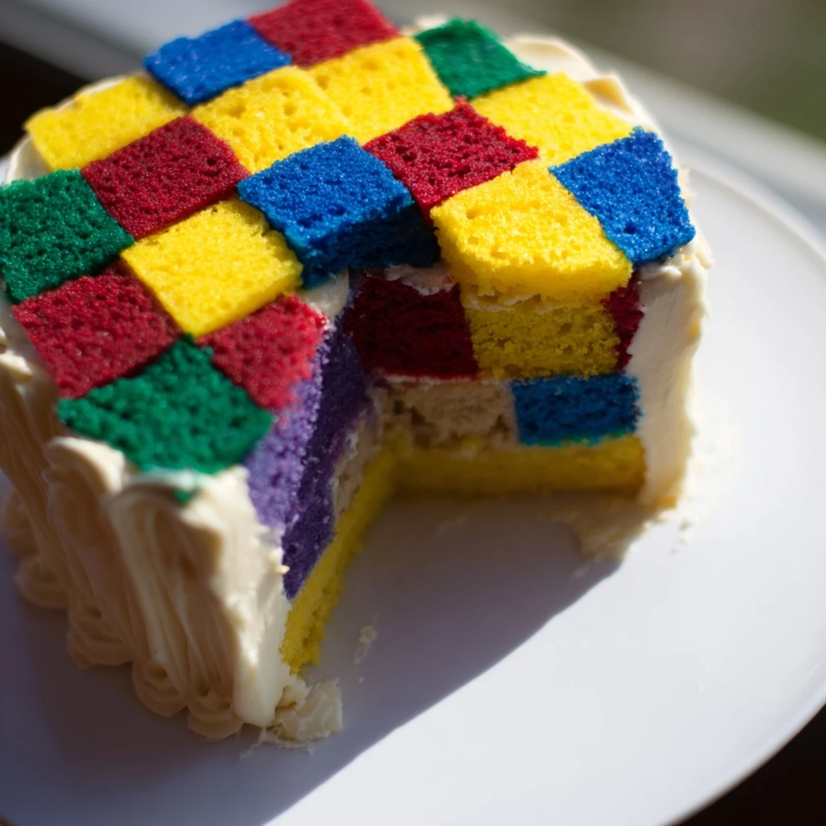 This Cozy Quilt Patchwork Cake showcases vibrant colors, delicious squares, and a comforting dessert experience.