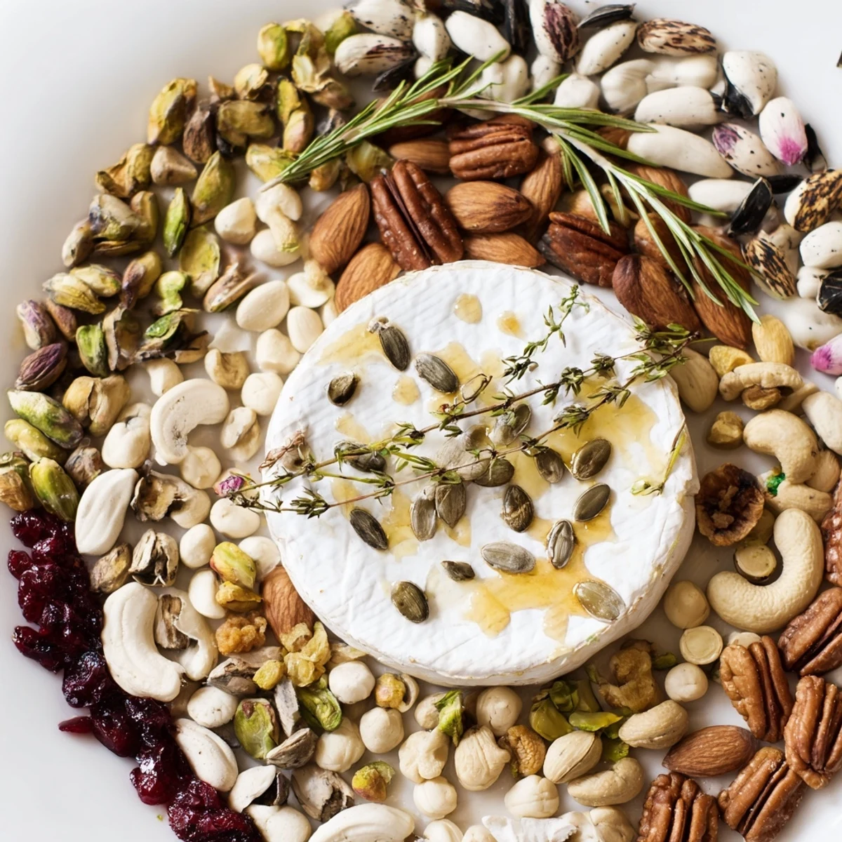 Delectable Labyrinth appetizer, a maze of nuts and seeds leading to creamy, decadent cheese.