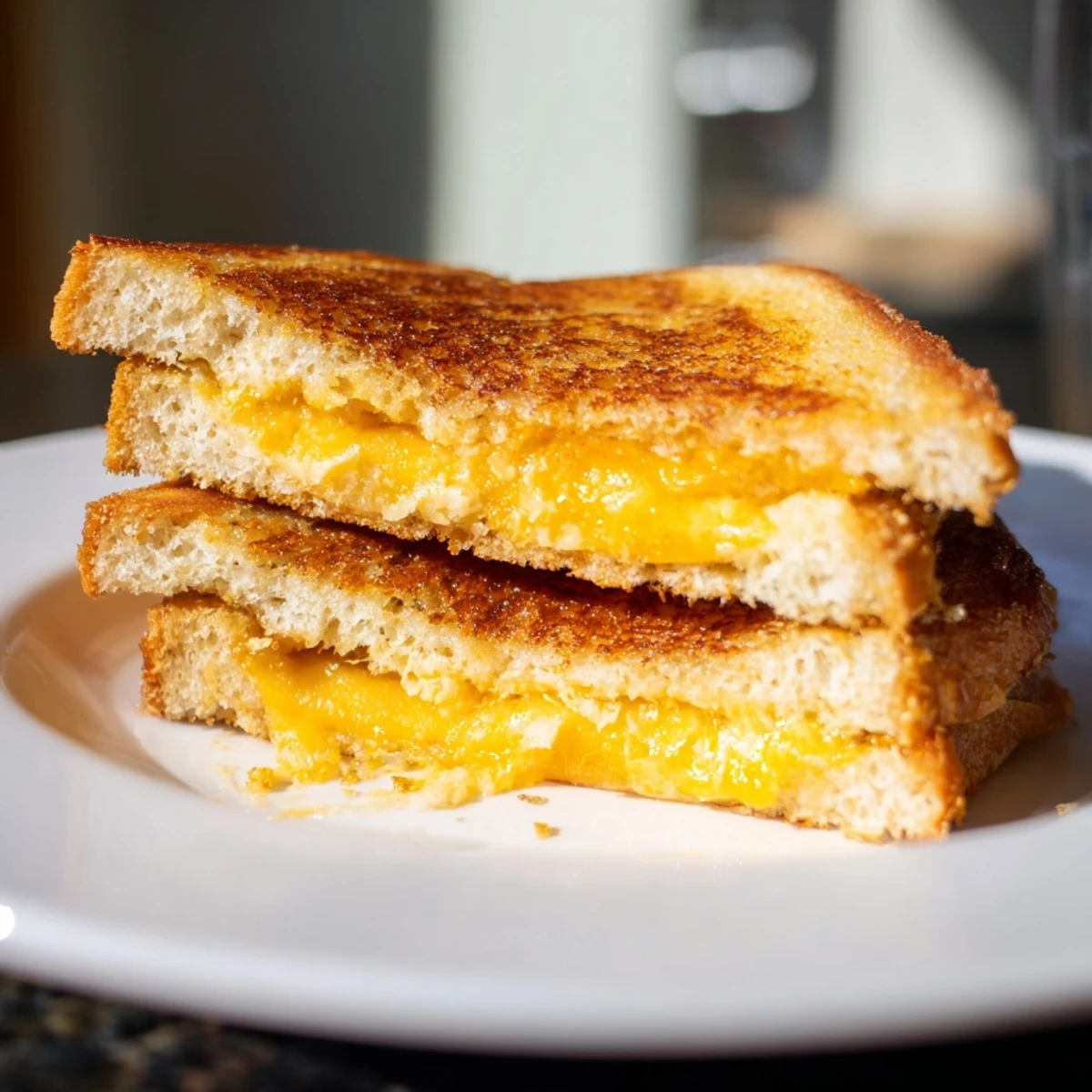 Crispy golden air fryer grilled cheese, oozing melted cheddar, perfect for a quick lunch.