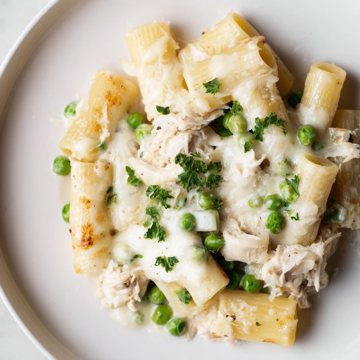 Imagine the aroma! Slow Cooker Chicken Alfredo Pasta Bake with pasta, chicken, and a luscious Alfredo sauce.
