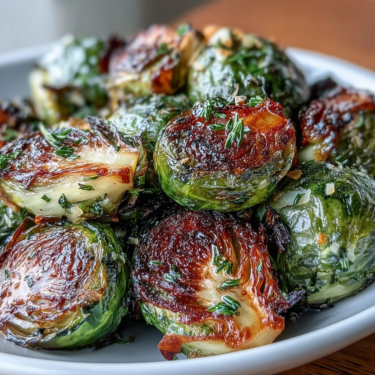 Vibrant roasted Brussels sprouts seasoned with lemon zest, toasted almonds, and fresh herbs for a bright vegetarian side dish.  