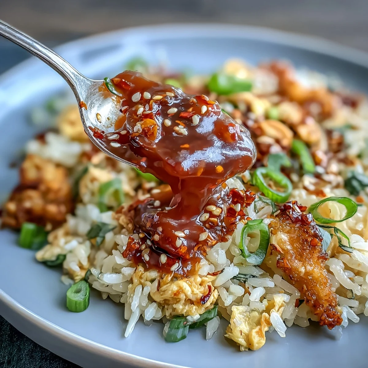 Chili Crisp Egg Fried Rice with Scallions