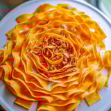 A stunning overhead view of the completed Copper Coil, a colorful appetizer spiral on a wooden board.