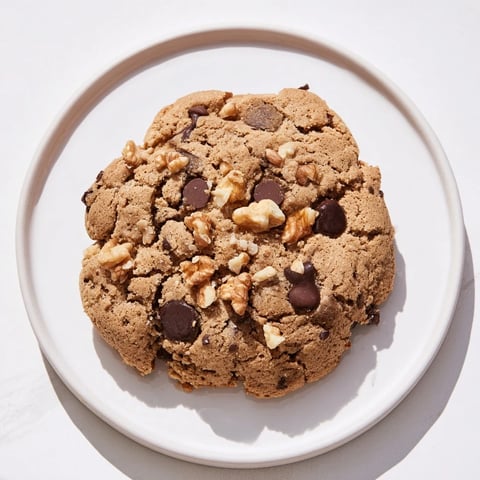 Warm, chewy protein chocolate chip cookies with chocolate chips, ready to enjoy after cooling.
