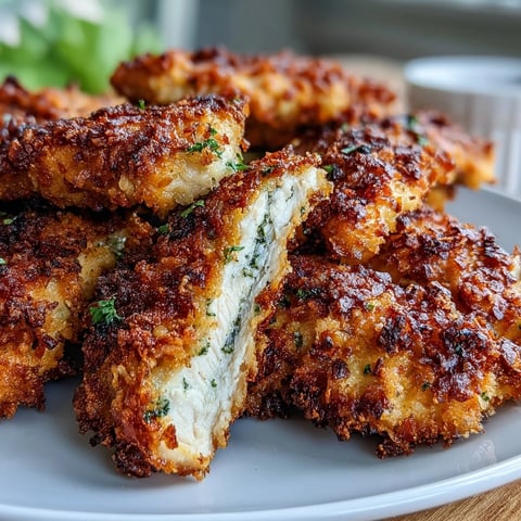 Keto Crispy Parmesan Crusted Chicken Tenders with Ranch Slaw - golden-brown tenders with crunchy almond-Parmesan coating served with tangy, creamy slaw.  