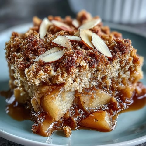 Warm cardamom-spiced apple crisp with golden oat-almond crumble, served fresh from the oven.