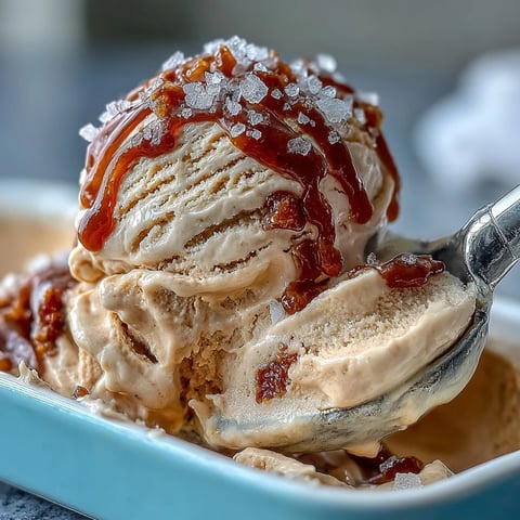 Creamy tahini ice cream with swirls of sweet Medjool dates and a sprinkle of sea salt.  