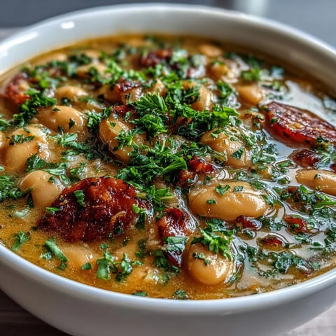 Hearty ham and butter bean soup with tender beans, smoky ham, and fresh herbs in a savory broth.  