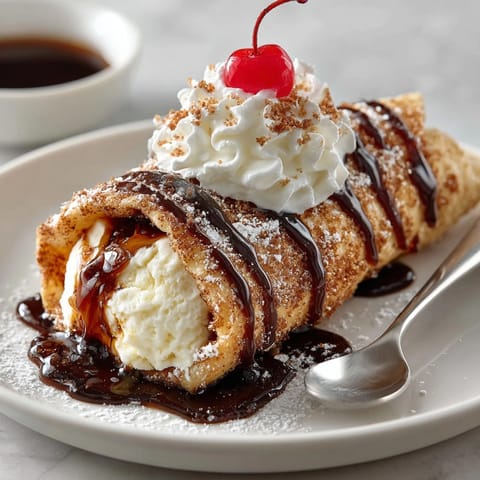 Crispy, cinnamon-sugar coated tortilla wraps filled with a swirl of Rebel Root Beer Float Dessert.