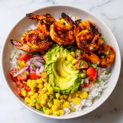 Easy Grilled Shrimp Avocado Bowl