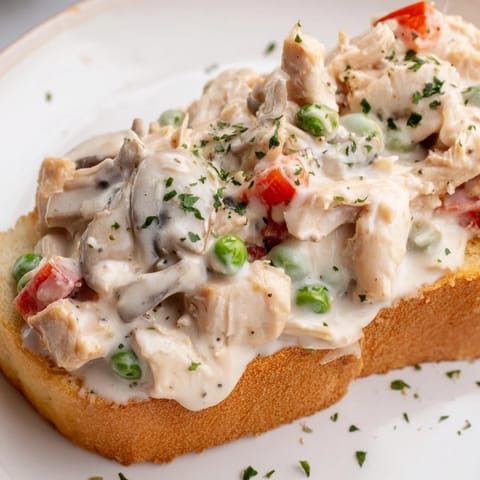 Chicken creamy mushrooms peas