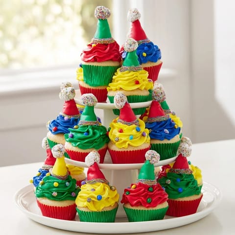 Elf Hat Cupcake Tower
