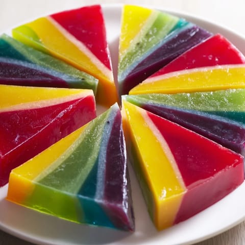 Colorful V-shaped dessert