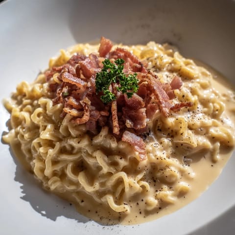 Quick creamy ramen carbonara