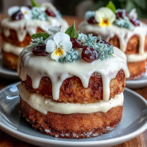 Mini Spring Birthday Layer Cakes with edible flowers, delicate vanilla-lemon layers frosted with pastel buttercream and decorated with vibrant spring blooms.