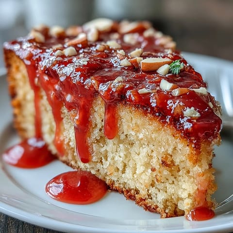 Blood Orange Polenta Cake with glossy pink glaze and fresh citrus slices on top.