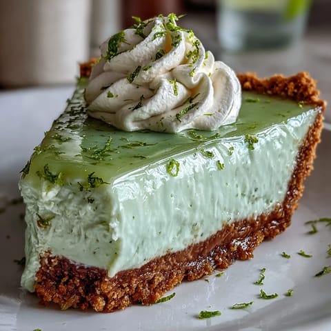 Creamy no-bake key lime pie with a golden, crumbly graham cracker crust.