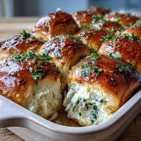 Golden pumpkin garlic butter dinner rolls glistening, fresh from the oven.
