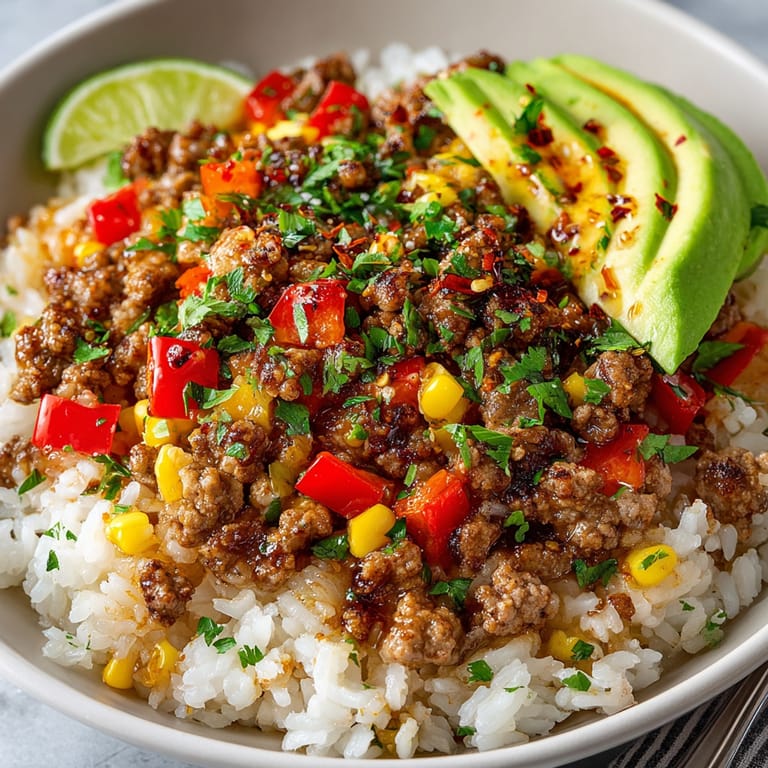 Fluffy rice is mixed with spiced turkey in this delicious 20-Minute Honey-Garlic Turkey Taco Rice recipe.