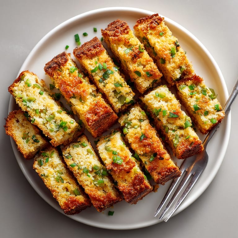 Close-up of fresh, crispy Pickle-Fix Jalapeño Cornbread Sticks, ready to be served as a side dish.