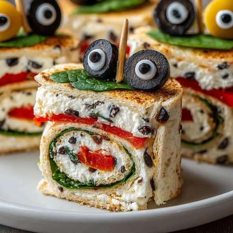 Savory Spooky Black Olive Tapenade Wraps: Perfectly rolled party wraps with black olive "eyes," perfect for Halloween!