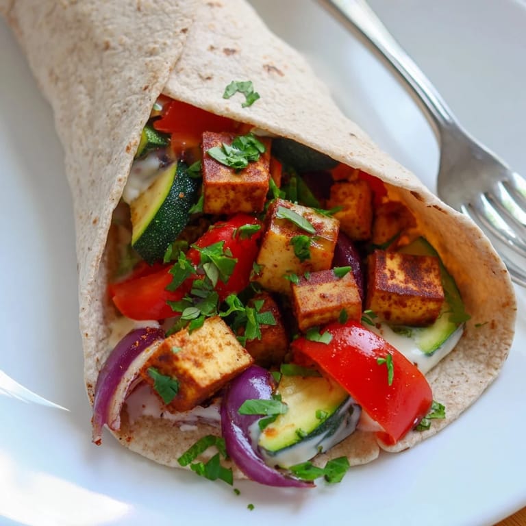 Savory Vegan Viral Recipe re-make served in warm pita with chopped parsley garnish.