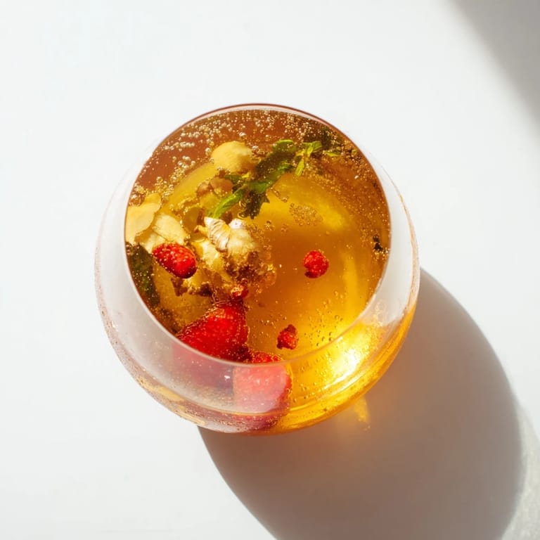 Homemade kombucha mocktails bursting with citrus and ginger flavor, ideal for gatherings.  