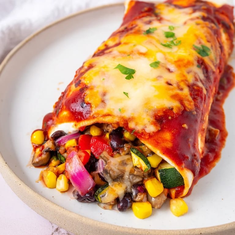 Golden-brown Farmers Market Vegetarian Enchiladas baked to perfection, a satisfying vegetarian main dish.