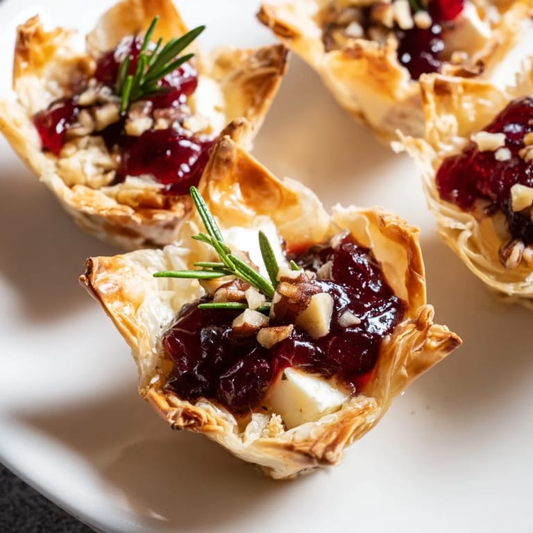 Tangy cranberry sauce complements the creamy Brie in these easy Quick Cranberry Brie Bites, ready in 25 minutes.