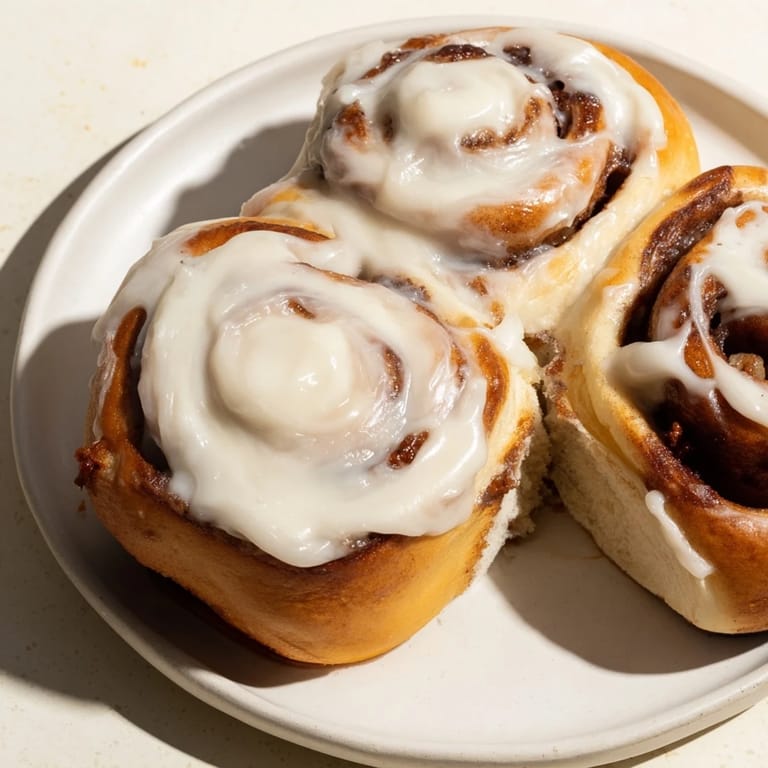 Warm, golden brown Viral TikTok Heavy Cream Cinnamon Rolls, freshly baked and ready to enjoy with a coffee.
