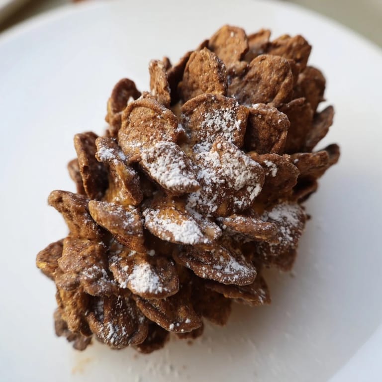 These homemade pinecone-shaped nut butter snacks, dusted with powdered sugar, look so delicious.