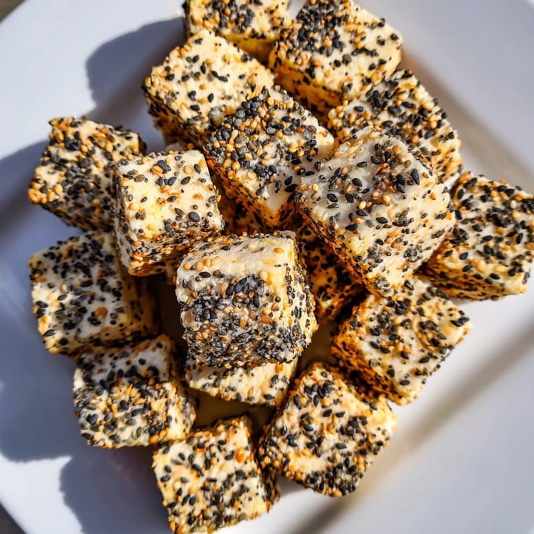 Imagine the robust flavor; these delightful Salty Bites: Everything Bagel Seasoning Cheese Cubes make a wonderful appetizer.