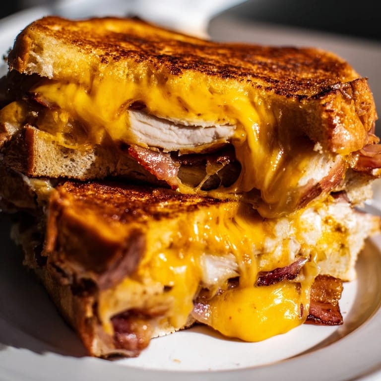 In a hot skillet, the Turkey Club Grilled Cheese presses together tangy Dijon, fresh lettuce, and juicy tomato for a satisfying, melty bite.