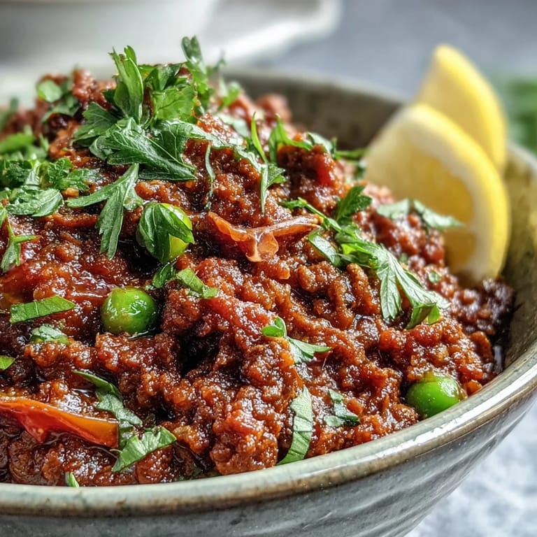 Bold Indian-inspired Venison Keema Curry served alongside warm naan bread, highlighting the deep, savory flavors of this gluten-free main dish.