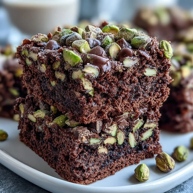 Decadent Dubai-inspired Pistachio-Chocolate Snacking Cake, topped with flaky sea salt and extra chopped pistachios for a sweet-salty finish.