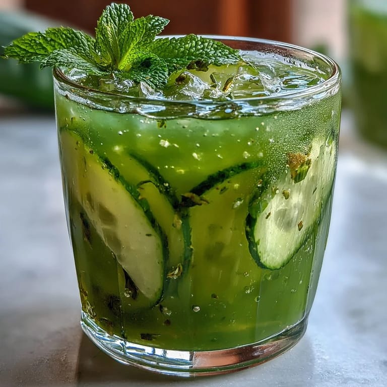 A vibrant green detox juice made with cucumber, apple, and ginger, perfect for a healthy morning boost.  