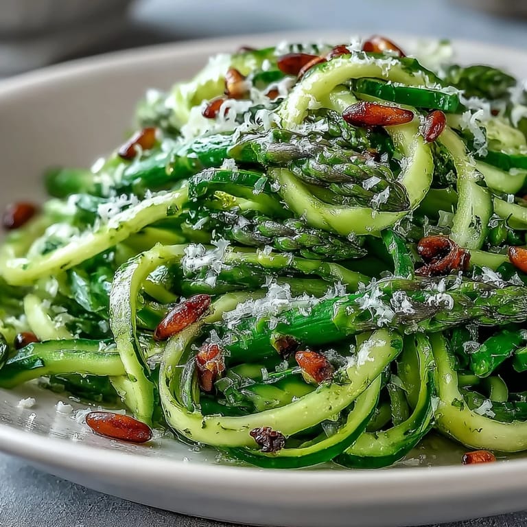Light and refreshing shaved asparagus with lemon, Parmesan, and olive oil—ideal for a healthy Mediterranean appetizer.