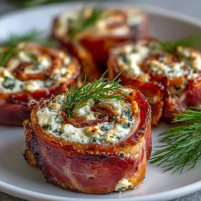 Savory ham wrapped around tangy pickles and cream cheese, sliced into colorful pinwheels for a quick, gluten-free snack.